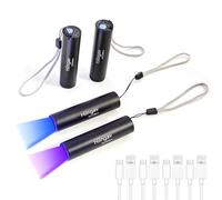 4 Pack Rechargeable Black Flashlight Small UV Black Flash Light 395 NM 365 NM Mini Blacklight Flashlights USB C Charging LED Handheld Torch for Pet Dog Urine Resin Curing Fluorescent Detection