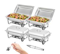 VEVOR 4-Pack Rectangle Chafing Dish Set with Full-Size 8Qt Pan Frame Fuel Holder