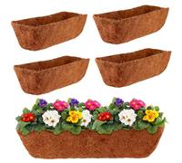 4 Pack Rectangle Coco Liner 24 Inch Hanging Basket Liners 100% Natural Coconut Husk Liners for Planters Window Box Planter Inserts for Large Pots Trough Planters Outdoor Garden Decoration