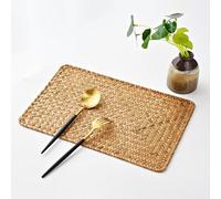 4 Pack,Rectangular Woven Rattan Placemats, Natural Seagrass Table Mats for Dinner Table (L (45 x 30 cm))