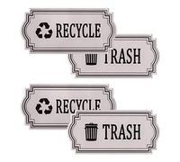 4 Pack Recycle and Trash Decal, Recycle and Trash Logo Symbol, Waterproof Vinyl Decal for Trash cans, Garbage containers and Recycle Bins (Gray)