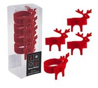 4 Pack Red Christmas Napkin Rings - Felt Reindeer design 6988