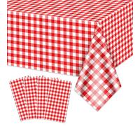 4 Pack Red Gingham Tablecloths, Red and White Checkered Tablecloths 86.6 x 51.2 Inches Gingham Table Covers Rectangular Waterproof Picnic Table Covers for Birthday Party Holiday Outdoor Supplies