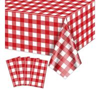 4 Pack Red Gingham Tablecloths, Red and White Checkered Tablecloths 86.6 x 51.2 Inches Gingham Table Covers Rectangular Waterproof Picnic Table Covers for Birthday Party Holiday Outdoor Supplies