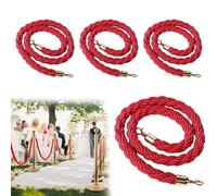 4 Pack Red Velvet Ropes 3ft-6.6ft with Heavy-Duty Hooks - Ideal for Event Queue Management, Party Decorations, and Crowd Control Solutions