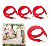 4 Pack Red Velvet Ropes for Event Crowd Control - 3ft to 6.6ft Adjustable Barrier Rope with Hooks - Twisted Design for Elegance and Queue Management