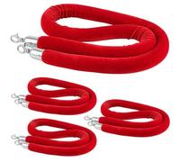 4 Pack Red Velvet Stanchion Rope with Silver Hooks - Elegant Queue Barrier for Crowd Control in Hotels, Cinemas, and Events Post Ropes(3.3ft/100cm)