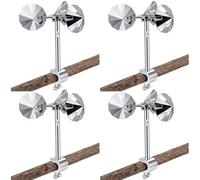 4 Pack Reflective Spinning Bird Deterrent with Adjustable Clamp Base, Upgraded Wind Powered Humane Bird Repellent to Repels Pigeons Sparrows Woodpeckers for Fences, Tree, Poles, Roof, Easy to Install