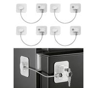 4 Pack Refrigerator Locks with 8 Keys, Child Safety Lock for Fridge Door Locks, Cabinets, Freezer, Desk Drawers, Wardrobes, Closets, Windows-No Tools Need or Drill (Patent)