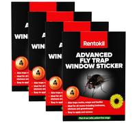 4 Pack Rentokil Advanced Fly Trap Window Stickers, Sticky Window Fly Catcher Traps for Home, Indoor Insect Traps for Flies Gnats Moths & Wasps, Easy Apply Adhesive Stickers
