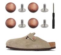 4-Pack Replace Rivets for Suede Cork Clog Potato Shoes with Screw Driver, Replacement Rivets Button for Boston Clogs Shoes, Easy Installation Compatible with Footbed Clogs Repair Parts, Women Men,