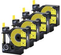 4-Pack Replacement for 18052 Black on Yellow 6mm Compatible with Dymo | 1.5 m Heat Shrink Tube with 3:1 Shrink Ratio Compatible with Industrial Dymo Rhino 1000 3000 4200 5000 and 5200 Printer