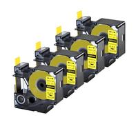 4-Pack Replacement for 1805444 Black on Yellow 24mm Compatible with Dymo | 1.5 m Heat Shrink Tube with 3:1 Shrink Ratio Compatible with Industrial Dymo Rhino 6000, Rhino 6500 Printer
