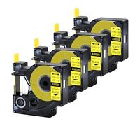 4-Pack Replacement for 18056 Black on Yellow 12mm Compatible with Dymo | 1.5 m Heat Shrink Tube with 3:1 Shrink Ratio Compatible with Industrial Dymo Rhino 1000 3000 4200 5000 and 5200 Printer