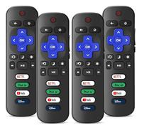 4 Pack Replacement Remote Control Only for Roku TV, Compatible with All TCL/Hisense/Onn/Sharp/Philips / (Not for Roku Stick, Box or Speaker)((Obsidian Black)