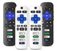 4 Pack Replacement Remote Control Only for Roku TV, Compatible with All TCL/Hisense/Onn/Sharp/Philips / (Not for Roku Stick, Box or Speaker)(Obsidian Black&Glacier White)