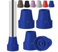 4 Pack Replacement Rubber Cane Tips 3/4” Heavy Duty Rubber Crutch Tips Non Slip Walker Tips for Walkers Commodes Shower Chairs Canes Leg (Blue)