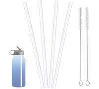 4-Pack Replacement Straws with Brush | 8mm BPA-Free Plastic Straws for Hydro Flask Straw Lid | Leakproof & Durable Fit(Not for Stanley/Narrow Mouth)
