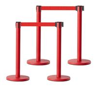 4 Pack Retractable Belt Stanch Set Heavy Du Crowd Control Bers with Rubber Base 2m 6.5ft Posts for Events Auto Shows Concerts Red and White