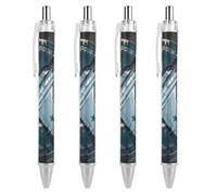 4 Pack Retractable Black Ballpoint Pens for Smooth Writing 0.5mm Fine Point Fineliner Refillable Quick Dry Gel Ink Air Force Fighter Jet Rollerball Pens Comfort Grip for Journaling Note Taking