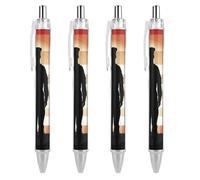 4 Pack Retractable Black Ballpoint Pens for Smooth Writing 0.5mm Fine Point Fineliner Refillable Quick Dry Gel Ink Thank You Soldier Saluting America Flag Rollerball Pens Comfort Grip for Journali