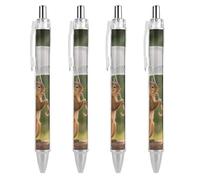 4 Pack Retractable Black Ballpoint Pens for Smooth Writing 0.5mm Fine Point Fineliner Refillable Quick Dry Gel Ink Squirrel Hold A Umbrellas Rollerball Pens Comfort Grip for Journaling Note Taking