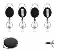 4 Pack Retractable Keyring, Retractable Lanyard, Badge Holder for Key Ring, ID Card