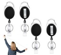 4 Pack Retractable Keyring, Retractable Lanyard, Badge Holder for Key Ring, ID Card