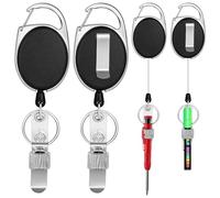 4 Pack Retractable Pen Holder with 31.5" Dyneema Cord, Metal Pen Clip Retractable Pencil Holder Ideal for Carpenters,Nurses, Mechanics, Architects, Office Workers