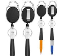 4 Pack Retractable Pencil Holder with 31.5" Dyneema Cord, Elastic Silicone Retractable Pen Holder Ideal for Carpenters,Nurses, Mechanics, Architects, Office Workers