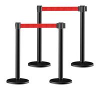 4 Pack Retractable Stanch Set with Heavy Du Rubber Base 6.5ft Crowd Control Bers for Events Auto Shows Concerts Black Queue Posts