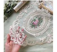 4 Pack Retro Lace Placemats, French Crochet Doilies, Handmade Embroidered Table Mats, 12x16-in Beige Place Mats Cup Mat