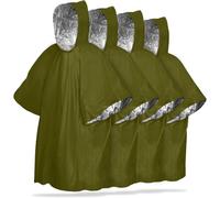 4-Pack Reusable Emergency Rain Ponchos ， 90% Body Heat Retention |，Weather-Resistant Gear for Adults | Ideal for Camping, Hiking & Survival Kits (Green)