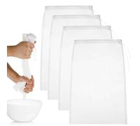 4-Pack Reusable Fine Mesh Strainer Bags for Nut Milk, Juice, Yogurt, and Herbal Brews - 20x30cm Washable Nylon Filters for Kitchen & DIY Projects