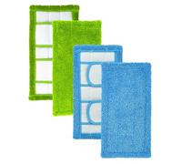 4 Pack Reusable Microfiber Mop Pads for Flash Speedmop, Machine Washable Wet & Dry Cleaning Pads, Heavy Duty Floor Refills for Multi-Surface Use (Blue and Green)