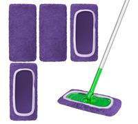 4 Pack Reusable Microfibre Mop Pads Dry & Wet Dual-Use Washable Pads, Compatible with Swiffer Sweeper Mop Pad for Hardwood & Hard Surface Floor Cleaning (Purple)