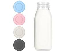 4 Pack Reusable Silicone Milk Bottle Tops - 1 Pint Size Only - Leakproof Airtight Lid Set - Black White Pink Blue (1 Colour per Lid) - Fits Standard UK 1 Pint Glass Milk Bottles