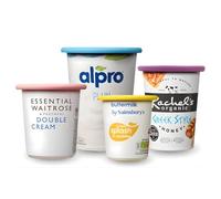 4-Pack Reusable Silicone Pot Tops (95mm) - Airtight Lids for Large Yogurt Pots like Alpro, Onken, Skyr & Double Cream - Dishwasher Safe & Eco Friendly
