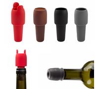 4 Pack Reusable Sparkling Wine Bottle Stoppers with Handle - Silicone Wine Stoppers for Beer, Champagne, Prosecco & Home Use