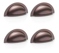 4 Pack - Ridged Cup Handle - Dark Bronze - 76mm Centres Solid Brass Shaker Drawer Pull