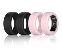 4 Pack Ring Protector Compatible with Ultrahuman Ring AIR Oura Ring Gen 4/3 Heritage/Horizon/Ceramic, Upgraded Anti-Scratch Elastic Cover for Working Out Women Men (Black*2+Sandpink*2, S for 4-10)