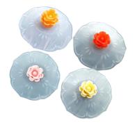 4 Pack Rose Shaped Silicone Cup Lids for Mugs and Glass Cups | Reusable Covers with Airtight Suction Seal, Leak-Proof Protection, Keeps Water Fresh, Suitable for Plastic Drinkware