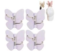4-Pack Rotating Butterfly Adhesive Wall Hooks, 270° Swivel 3-Prong Hangers with Adjustable Wings for Bathroom Kitchen, Waterproof Strong Stick On Organizer for Towels Robes Loofahs