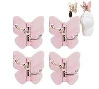 4-Pack Rotating Butterfly Adhesive Wall Hooks, 270° Swivel 3-Prong Hangers with Adjustable Wings for Bathroom Kitchen, Waterproof Strong Stick On Organizer for Towels Robes Loofahs