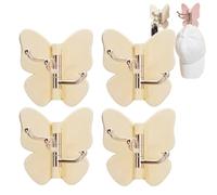 4-Pack Rotating Butterfly Adhesive Wall Hooks, 270° Swivel 3-Prong Hangers with Adjustable Wings for Bathroom Kitchen, Waterproof Strong Stick On Organizer for Towels Robes Loofahs