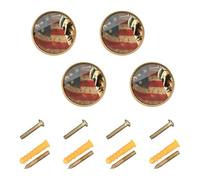4 Pack Round Cabinet Knobs USA Presidents Day Flag & Lady Liberty Kitchen Knobs for Kitchen 1.26 Inch