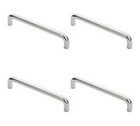 4 Pack | Round D-Bar Cabinet Pull Handle- 138 x 10mm - 128mm Fixing Centres - Chrome | Cabinet Pull Handle - Wardrobe Cupboard Door Handle - Suitable for Lightweight Internal Doors
