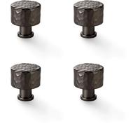 4 Pack - Round Hammered Door Knob Dark Bronze 30mm Diameter Cupboard Cabinet Pull Handle