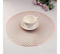 4 Pack Round Placemats,PVC Placemats Hollow Table Place Mats Heat Resistant Non-slip Dining Placemats Golden Placemat (Rose Gold)