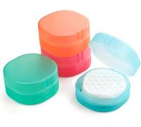 4 Pack Round Plastic Cotton Holder Multi-Color Portable Makeup Remover Cotton Beads (Blue, Pink, Orange, Green), Blue, Pink, Orange, Green-Ling